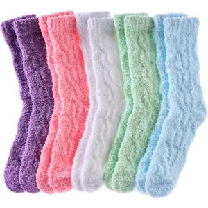 Womens Fuzzy Socks Cozy Fluffy Slipper Soft Winter Warm Home Sleeping Christmas Socks, One Size 5-11