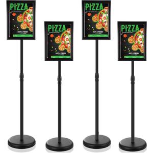 LEIFIDE 4 Pack Sign Holder Stand 8.5 x 11'' Adjustable Heavy Duty Pedestal Floor Sign Holder Poster Stand for Outdoor Indoor Advertising, Rotatable, Vertical & Horizontal View Displayed(Black)