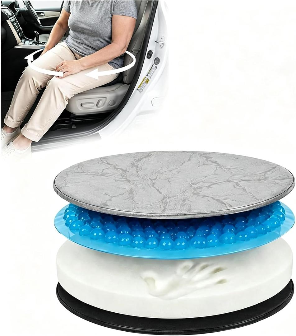 Swivel Seat Cushion for Easy Car Transfer, Gel Rotating Seat for Elderly
