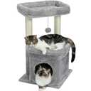 PAWZ Road Cat Tree, Multi-Level Cat Tower with Sisal-Covered Scratching Post, Cozy Cat Condo Soft Cat Perch and Plush Pompom for Indoor Cats, Grey