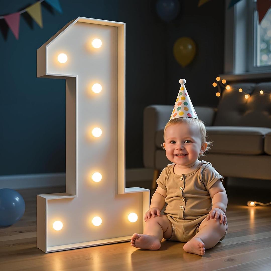 imprsv Marquee Numbers, 3FT Light Up Numbers for 1st Birthday Party Decorations, Mosaic Numbers for Balloons, Large Cardboard Numbers, Number One Balloon Frame, Number Blocks Birthday Party