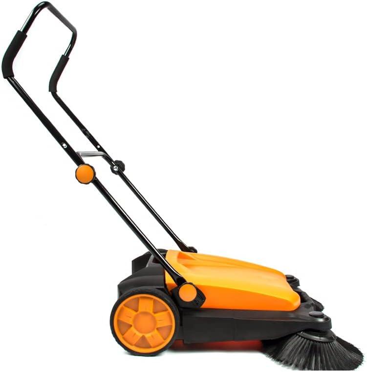 Walk-Behind Manual Push Floor Sweeper - 6.6 Gallon Capacity, 27.5" Sweeping Width, Sweeps 29,000 Square Feet/Hour