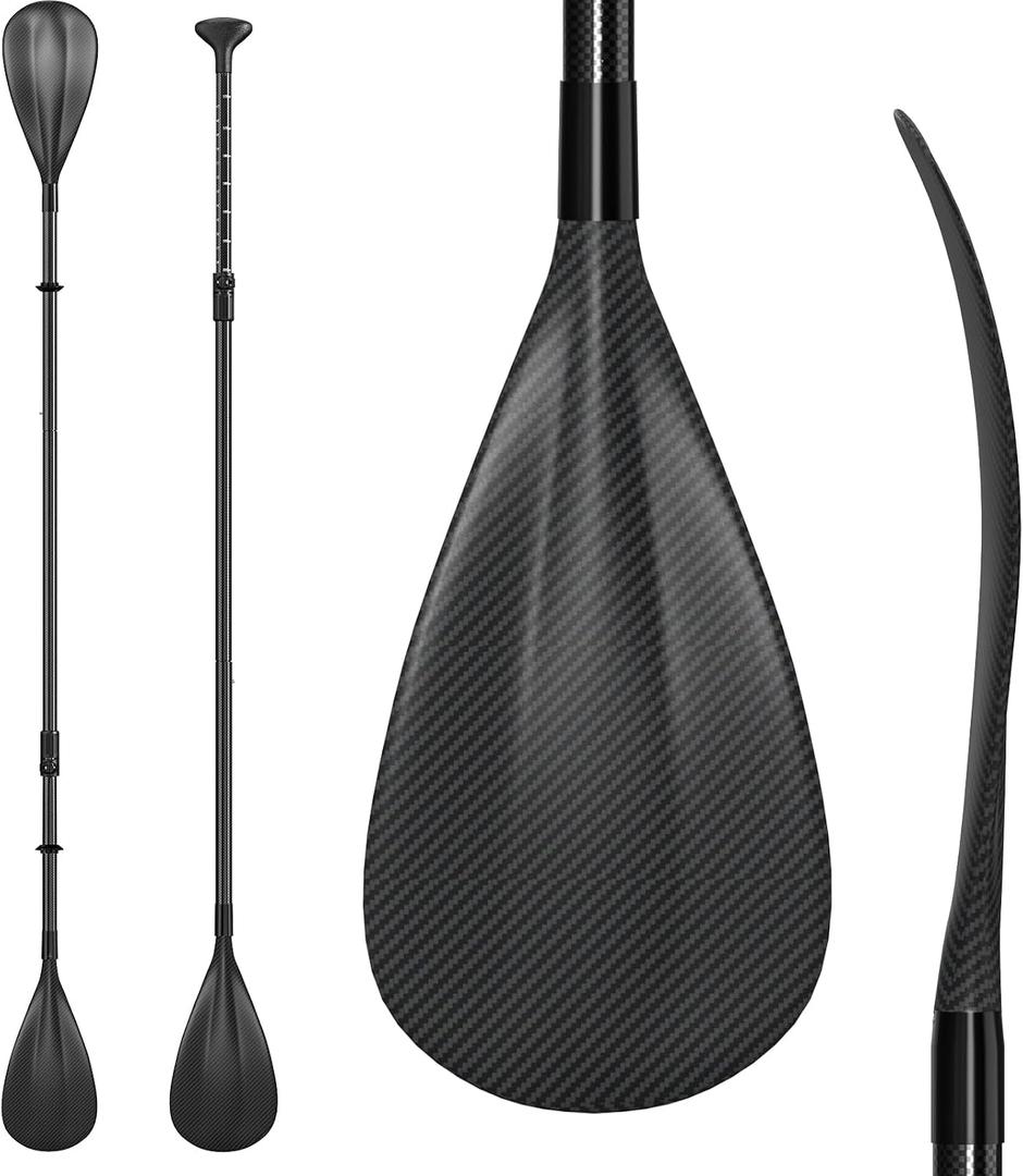 2 in 1 Carbon SUP Paddle and Kayak Oar-Telescoping Stand-up Paddleboard Paddles, Adjustable Lightweight Carbon Fiber Shaft 67"- 83"