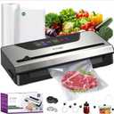 90Kpa Vacuum Sealer for Food, 10in1 Food Vacuum Saver Sealer Machine V30 with Mason Jar Kit, Builtin Cutter, Digital Timer, Dry&Moist Modes, Include Bags&Hoses, Gifts for Mom Wife Grandparents Chef