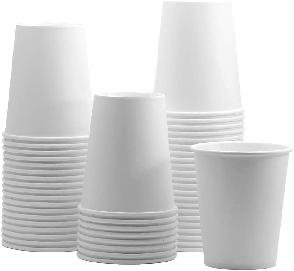 GUSTO White Paper Cups [8 oz - 100 Count] Disposable Coffee Cup for Hot Drinks  Sturdy & Eco-Friendly  Paper Cups for Tea, Cocoa & More  (Formerly Comfy Package)