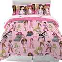 Franco Barbie Barbiecore Bedding Super Soft Comforter and Sheet Set with Sham, 7 Piece Full Size, (Official Licensed Product)