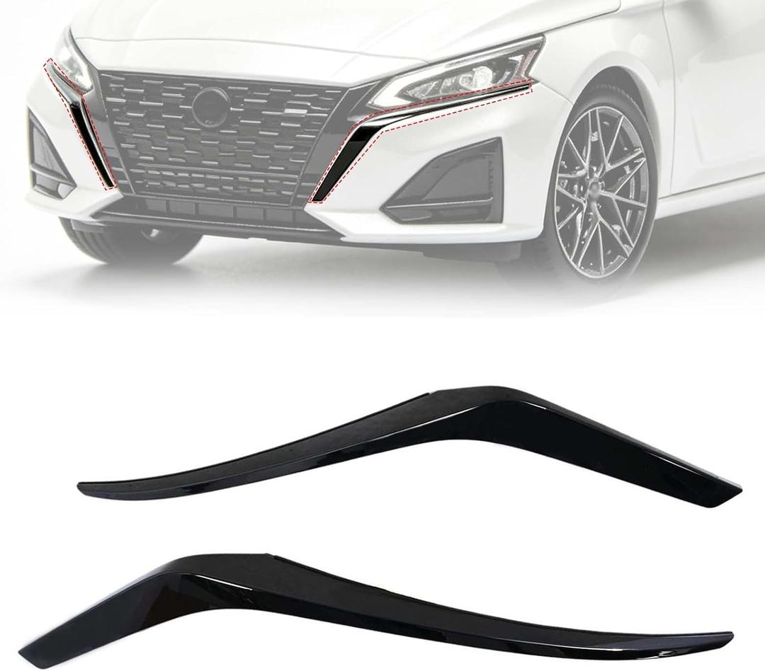 Front Grille Trim Molding Black Set Compatible with Nissan Altima 2023 2024 2025 Replace 620759HF0A 620749HF0A Front Bumper Grille Trim Driver and Passenger Side (Black)