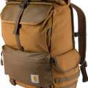 Carhartt 40L Nylon Roll Top Backpack, Heavy-Duty Water-Resistant Material W/ 17" Laptop Sleeve, Carhartt Brown (One Size)