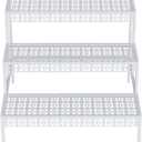 Garden 4 you 3 Tiers Metal Plant Stand,Rectangular Ladder Flower Pots Outdoor Plant Rack, Indoor Plant Display Rack, Heavy Duty Utility Storage Organizer for Home Garden Patio Balcony, Stair Style(White)