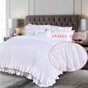 Masaca White Ruffle Comforter Full Size,Farmhouse Shabby Boho Chic Bedding Sets Full,3PCS Vintage Rustic Soft Microfiber Ruffled Bedding Comforter Set