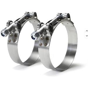 SSP 2.5", 3", 4" Inch Stainless Steel T-Bolt Hose Clamps, Clamp Range 54-105mm for 2.5", 3", 4" Hose ID, Pack of 2. Multiple Sizes (4" T Bolt Clamp 108-116mm)