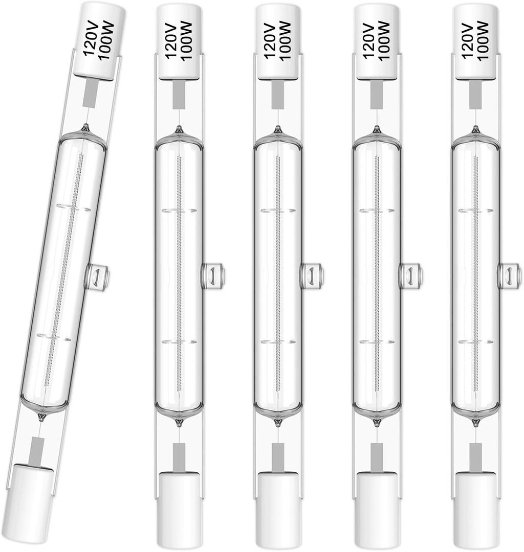 R7S Bulbs,5 Pack Halogen Bulbs R7S 78mm T3 100W 120V,1050lm J-Type Halogen Light Bulb with Long Lifespan,3-inch Long Double Ended Light Bulb for Work,Security,Landscape Lights,Dimmable,Warm White