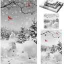 Preboun 3 Pack Christmas Snowman Bathroom Towels Set Grey Winter Forest Hand Towels Snowflakes Bath Towels Cardinal Dish Towels Christmas Washcloth for Bathroom Kitchen Hotel Beach Gym Spa