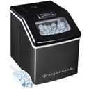 Frigidaire Ice Maker EFIC452, Countertop Stainless Steel Ice Maker with Transparent Window, Clear Ice Cube Maker with 40 lbs. Capacity, Ice Maker Machine – 14.8" D x 11" W x 14.1" H (Black)
