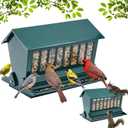 Zonon Squirrel Proof Bird Feeder Metal 12lbs Large Capacity for Cardinals Chickadees Green Bird Feeder on Pole for Outdoors, Not Including Pole