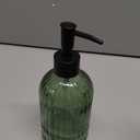 Green Glass Soap Dispenser Set with Black Pump, 13.5oz Refillable Liquid Hand Soap Dispenser, Lotion Dish Soap Dispenser for Modern Home Decor, Bathroom, Kitchen Countertop, Hotel (2 Pack)