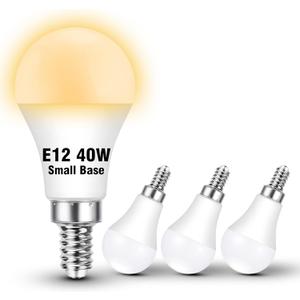 E12 Candelabra LED Light Bulbs 40Watt Equivalent 2700K Warm White, 4W 450LM C7, E12 Small Screw Base Globe Shape Bulbs for Night Light Chandelier Pendant Ceiling Fan Lighting, Non-Dimmable, 4 Pack