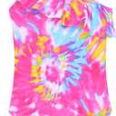 Snowheart Girls Swimsuit Adjustable Shoulder Strap UPF50+ One-Shoulder Ruffle Bathing Suit 3-12T (Pink Graffiti)