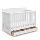 Graco Hadley 5-in-1 Convertible Crib with Drawer GREENGUARD Gold Certified, Fits Standard Crib Mattress, Converts to Toddler Bed, Daybed and Full Bed, 4 Adjustable Mattress Heights (White)