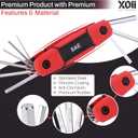 17PC Folding Allen Wrench Set | SAE & Hex Set | Durable Portable Tool for Automotive, Bike, Home & DIY Repairs | Complete Multi-Size Allen Key Set for Workshop (Red)
