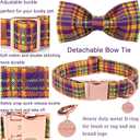 Halloween Dog Collar with Bow Tie, Halloween Bowtie Collar for Small Girl Boy Dog, Fall & Winter Dog Collar with Durable Metal Buckle, Cute Plaid Pet Collar, L