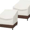 Amazon Basics Patio Chair Lounge Deep Seat, Outdoor Lawn and Patio Furniture Covers, Heavy Duty, Waterproof, Waterproof, Anti-UV, Durable, Set of 2, Beige/Tan