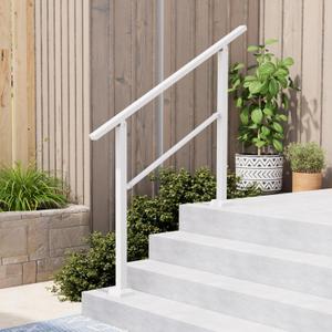 Hand Rails for Outdoor Steps,3-4 Step Railing for Stairs,Adjustable Porch Railing,Hand Rails for Seniors,Outdoor Deck Handrails for Exterior Steps,White