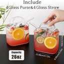 Glass Purse for Drinks Set of 4,26oz Unique Wine Glasses Purse Gifts for Women Party,Fish Bowl Vase,Creative Drinking Glass for Fruit Juice,Tea,Flowers