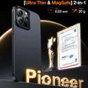 TORRAS Magnetic Slim-Fit for iPhone 15 Pro Max Case, Ultra-Thin 15 ProMax Phone Case Compatible with MagSafe, Lightweight Anti-Scratch Matte Hard iPhone 15 ProMax Case 6.7 inch OriginFit, Black