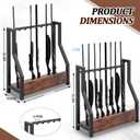 Leinuosen Indoor Gun Racks Rifle Rack Floor Stand Holds up 8 Long Guns Heavy Duty Metal Gun Storage with Wooden Base Adjustable Height for Home Garage Retail Shop