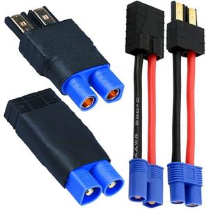 2 Pairs Battery Charger Adapter for Traxxas ID Connector to EC3 Male Female, Charging or Converting Battery Plugs