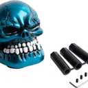 Skull Stick Shift Knob Resin Skeleton Head Shifter Knob Cool Style Shifter Lever Knob Fit Most Manual Automatic Car Tuck Vehicle, TA40C, Blue 2