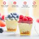 Qeirudu 3.5 oz Mini Gold Glitter Dessert Cups with Spoons - 50 Pack Gold Plastic Dessert Cups Small Parfait Shooter Cups for Party Appetizers Banana Pudding Jello
