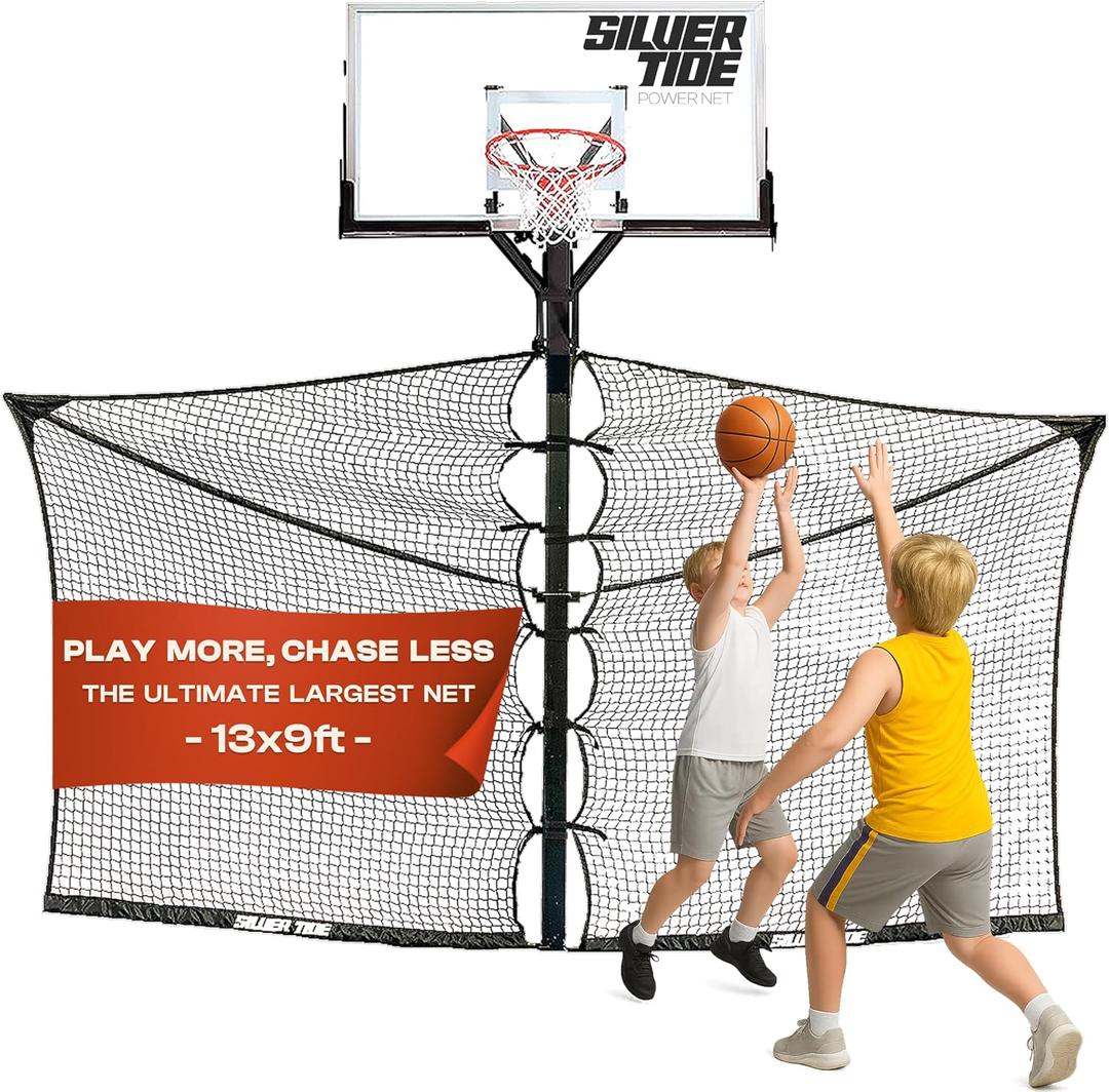 Silver Tide, Power Net - Basketball Yard Guard - Guard net for in ground Basketball Hoop Outdoor - Prevents The Ball from Leaving The Court