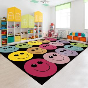 Rainbow Smile Face Educational Area Rug Large Black Multicolor Play Carpet Classroom Rug Children's Classroom Carpet Pastel Rug for Kids Teaching and Playroom, 5' x 7'5" Rainbow Smile Face Educational Area Rug Large Black Multicolor Play Carpet Classroom Rug Children's Classroom Carpet Pastel Rug for Kids Teaching and Playroom, 5' x 7'5"