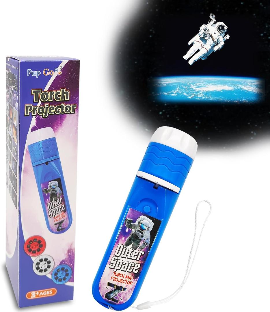 Outer Space Projector Flashlight for Kids Ages 3+, STEM Space Toys for Boys & Girls, Spaces Explore Night Light Projectort with 3 Discs 24 Images, Educational Toys Present for Toddler Children