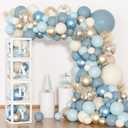 153pcs Dusty Blue Balloon Baby Shower Decorations for Boy, Blue Balloon Arch Kit Baby Boxes with Letter (A-Z+Baby) for Boho Baby Shower Boy Birthday Gender Reveal Party Supplies