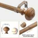 Wood Curtain Rods for Windows 48 to 84 Inch(4-7ft),1 Inch Heavy Duty Curtain Rods with Imitation Wood Grain Finials, Boho Adjustable Drapery Rod of Window Treatment