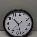 Bernhard Products Black Wall Clock, Large 13-Inch Silent Non Ticking Quartz Battery Operated Round Easy to Read Classroom/Home/School/Office Clock