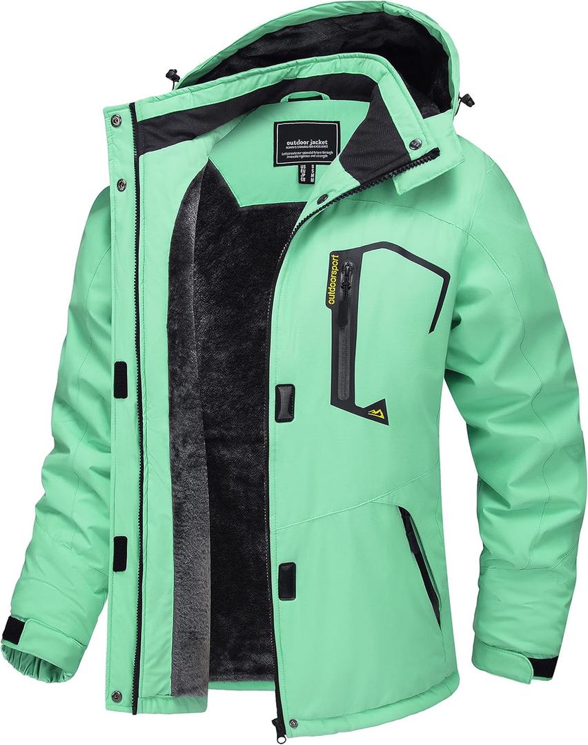 TACVASEN Women's Winter Jacket Waterproof Ski Jackets Snow Coat Warm Fleece Rain Jacket with Hood Windbreaker M