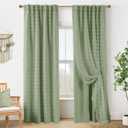 Sage Green Curtains Room Darkening Blackout Light Weight Boho Pom Pom Pattern Farmhouse Cottage Core Cottagecore Curtains for Bedroom Living Room 84 Inches Long 2 Panels, 50"W x 84"L