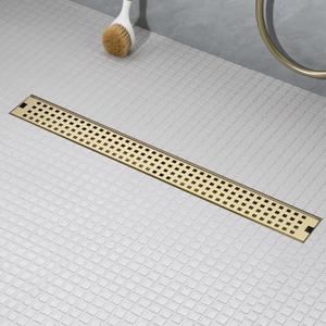 48" Linear Shower Drain, Brushed Gold 304 Stainless Steel
304 Stainless Steel, Rectangle Shower Floor Drain with Hair Strainer & Leveling Feet, Suitable for Bathroom, Balcony and More