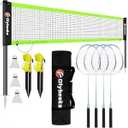 Outdoor Badminton Net Set For Backyard And Beach Play With A Dope 20 Foot Long 3 Foot High Anti Sag Net Four Aluminum Rackets Three Shuttlecocks Carry Bag Easy Setup And Portable Family Fun Kit