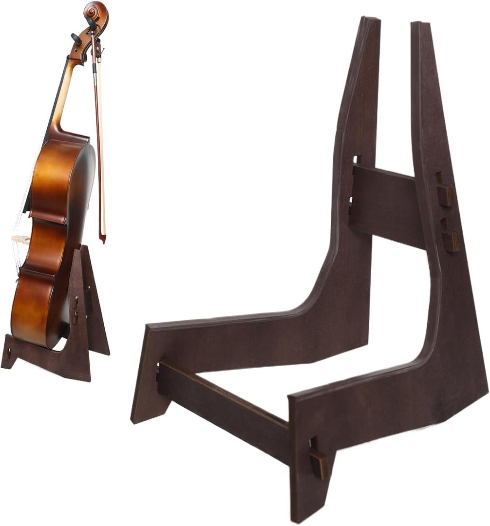 Cello Stand, Wooden Cello Stand with Bow Holder, Detachable full-size cello stand. Stand for 1/2, 1/4, 3/4, 1/8, 7/8 Cello