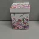 Topadorn Ceramic Coffee Mug for Home & Office, 17oz. Porcelain Latte Travel Cup with Lid and Color Box, Pink Flower Art Tea Mug with Handle, 6.5" H