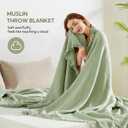 SOULFUL Muslin Throw Blanket with Tassels - Soft Twin Cotton Throw Blanket for Couch or Bed, Lightweight and Breathable Gauze for All Seasons, Grassgreen, 60" x 80"