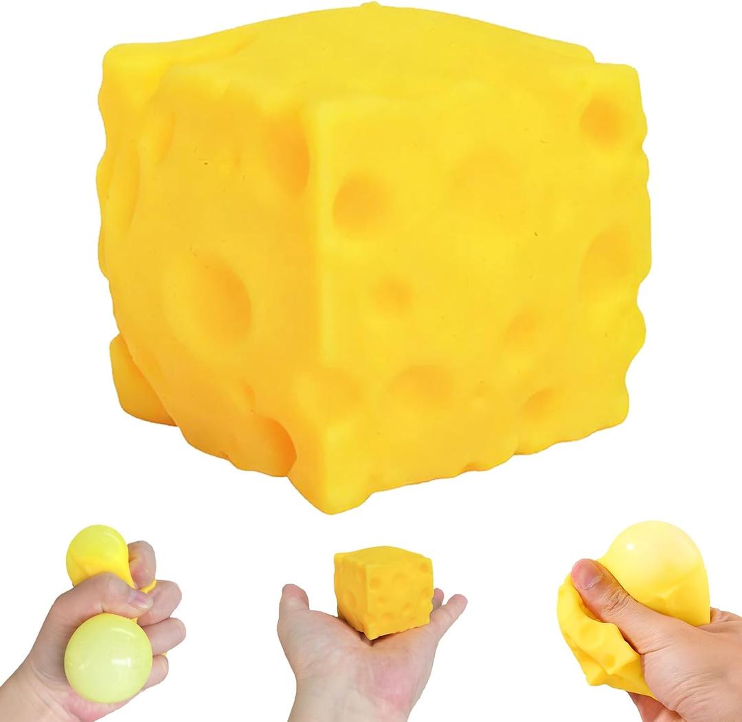 2 x Small Mini Cheese Squishy - Tiny Soft Rising Food Squeeze Toys, Stress Relief, Sensory Fidget for Adults Yellow Soft Novelty Cute Party Favors (2 Inch)