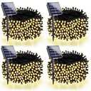 4 Pack 180FT Solar String Lights for Outside, Super Bright 320 LED Solar Christmas Lights Outdoor Waterproof with 8 Modes, Green Wire Twinkle Fairy Lights for Xmas Tree Party Yard (Warm White)
