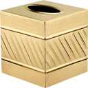 Monarch Abode Tissue Box Cover Square – Handcrafted Wave Embossed Brushed Gold Metal Tissue Holder Box for Bathroom Accessory, Aesthetic Decorative Facial Napkin Cube for Modern Home Decor 