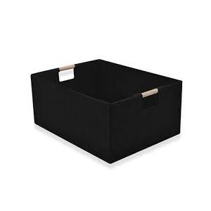 3 Pack Ecverbyh Rectangular Storage Basket, Foldable Decorative Organizer With Wooden Carry Handles